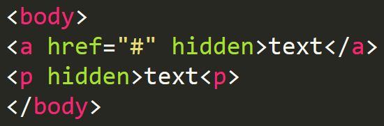 HTMLタグにhiddenを付ければ非表示にできる