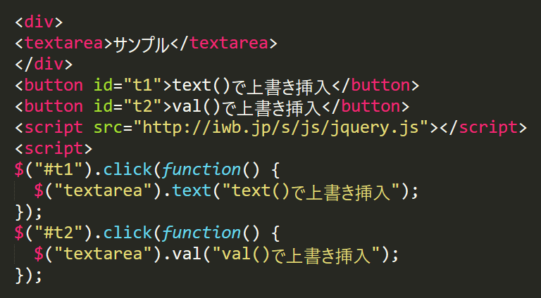 jQueryでtextareaタグの値はtext()ではなくval()を使用する