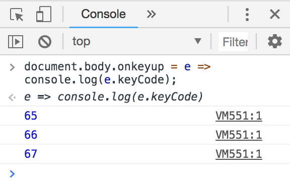 JavaScriptのキーコードはブラウザのConsoleから1行で確認可能