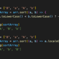 ['B', 'a', 'A', 'b'].sort()はlocaleCompareを使うとabc順になる