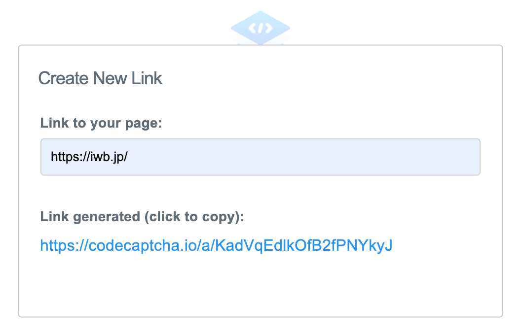 CodeCaptcha.io Create New Link