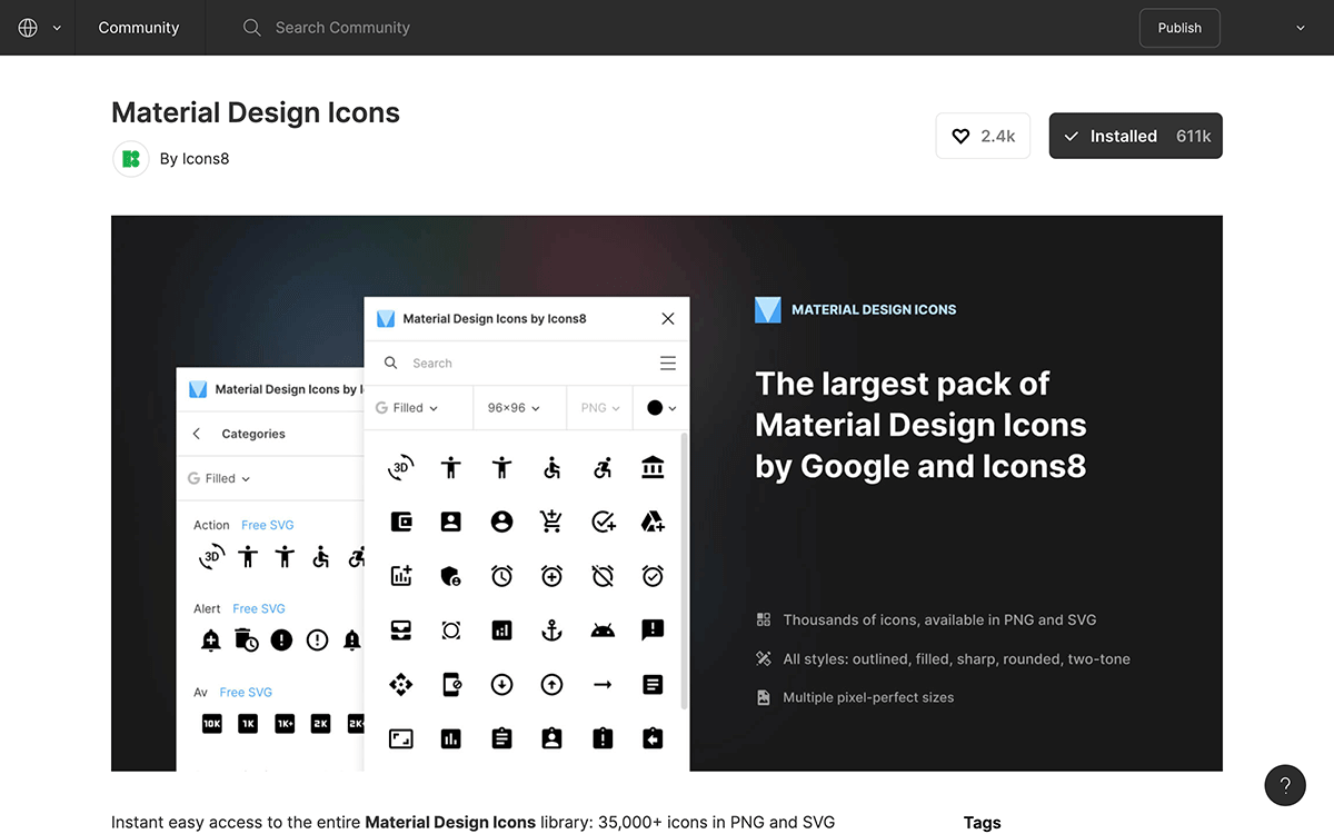 3位 Material Design Icons (61.1万)