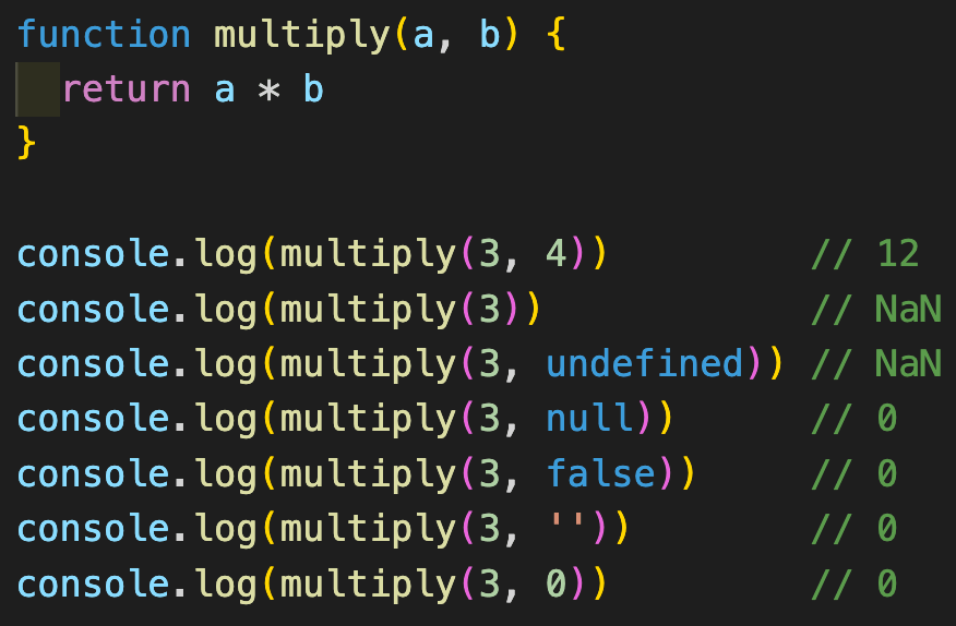 JavaScriptの掛け算は数値とnull,false,空文字を掛けると0になる