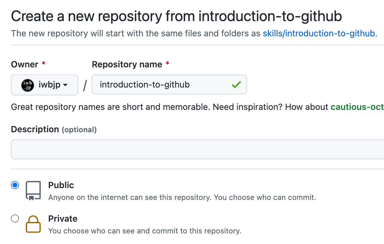 Create a new repository from introduction-to-github