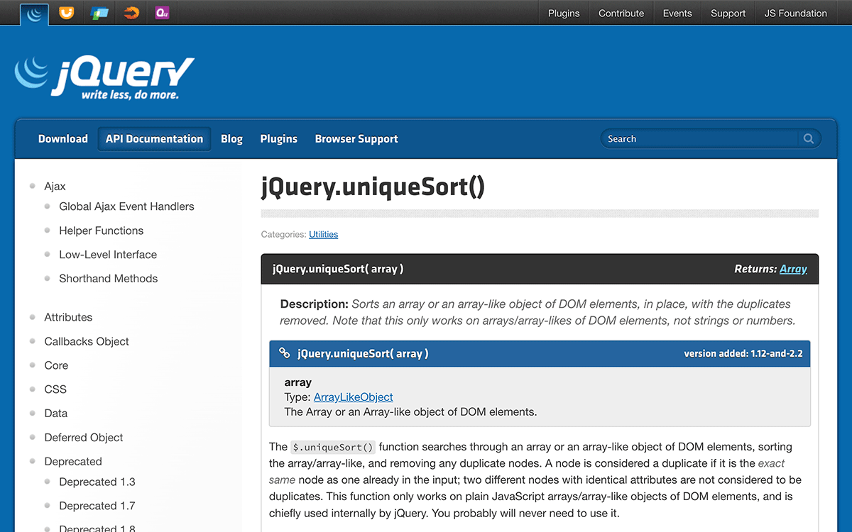 jQuery 3.7.0から追加された.uniqueSort()の使い方