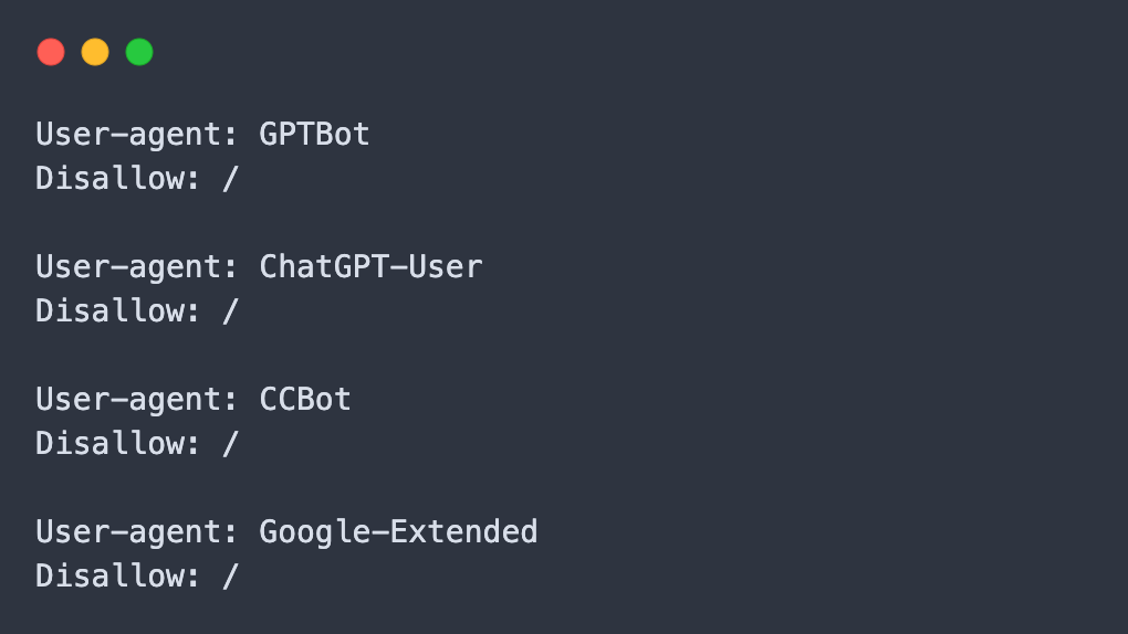 ChatGPTやBardのクローラーをrobots.txtで拒否する方法