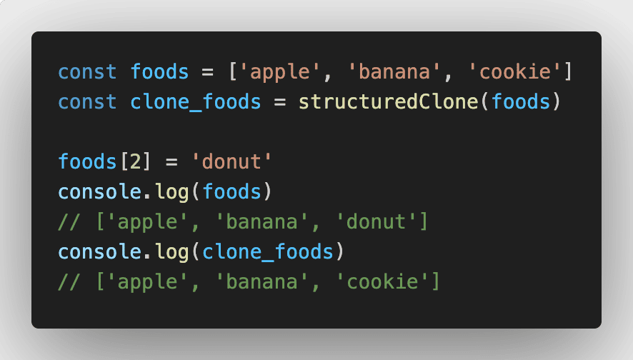 JavaScriptのディープコピーはstructuredClone()で可能