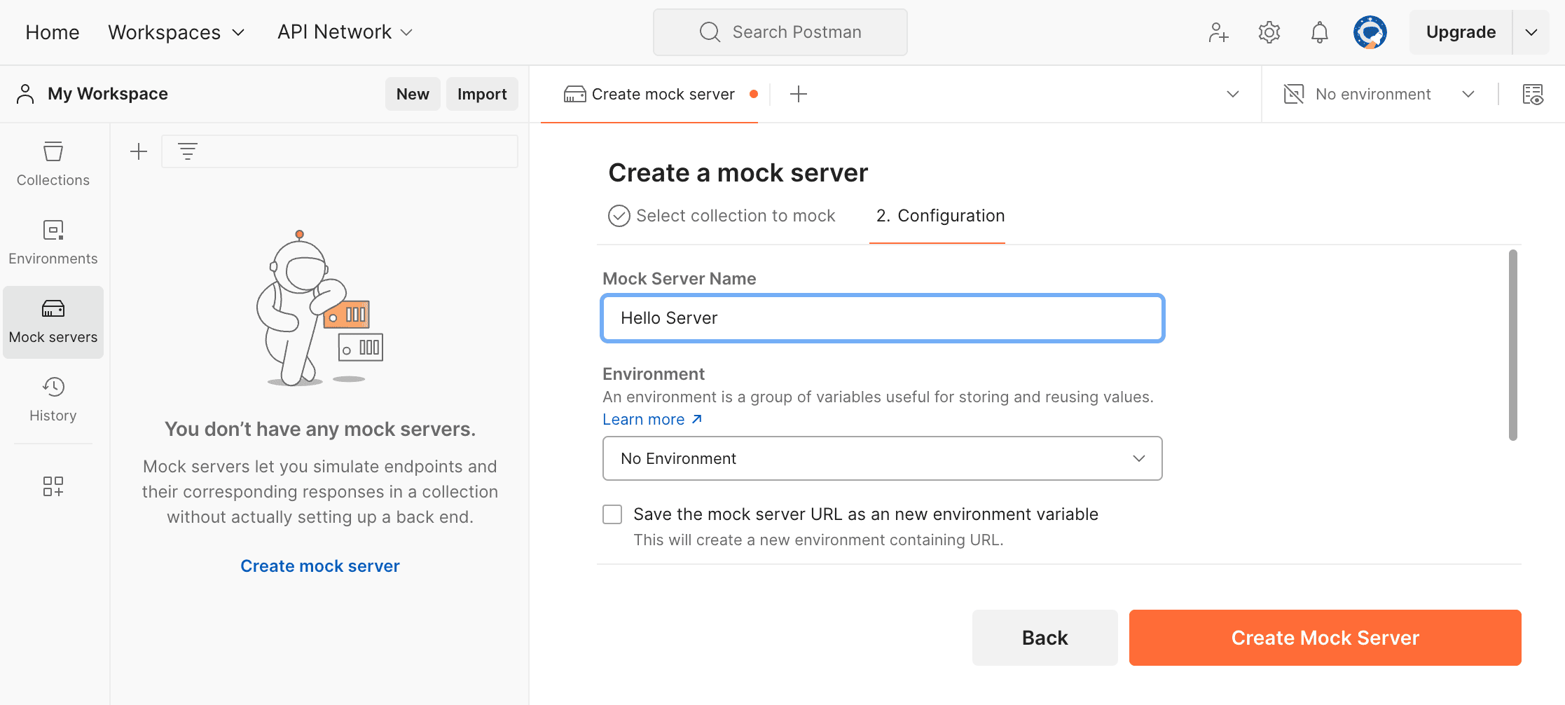 Postman Mock servers Configuration