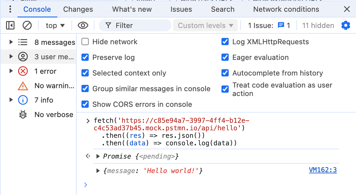 Postman JavaScript fetch API