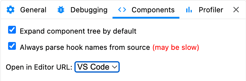 React Developer Tools Open in Editor URL