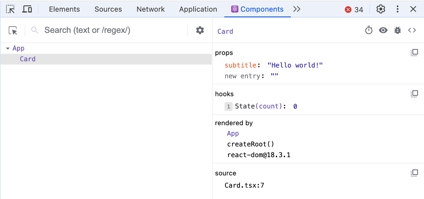 React Developer Tools Components props