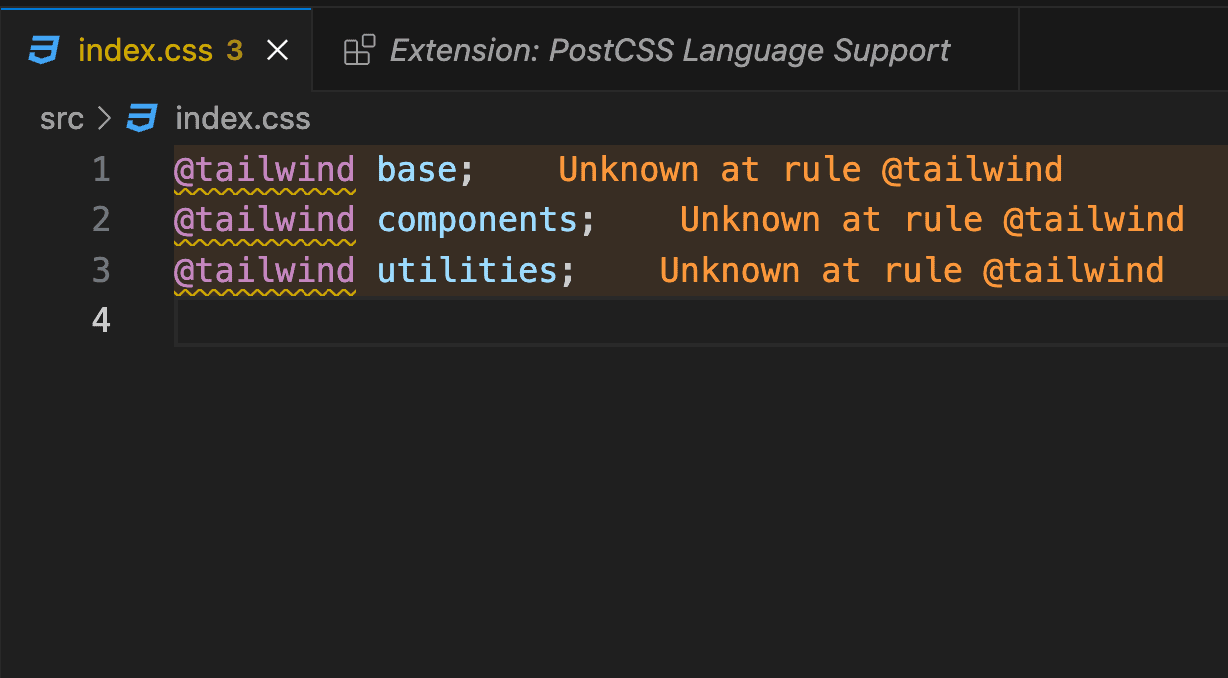 VS CodeにPostCSS Language SupportをインストールするだけだとCSSのコードヒントが使えなくなる