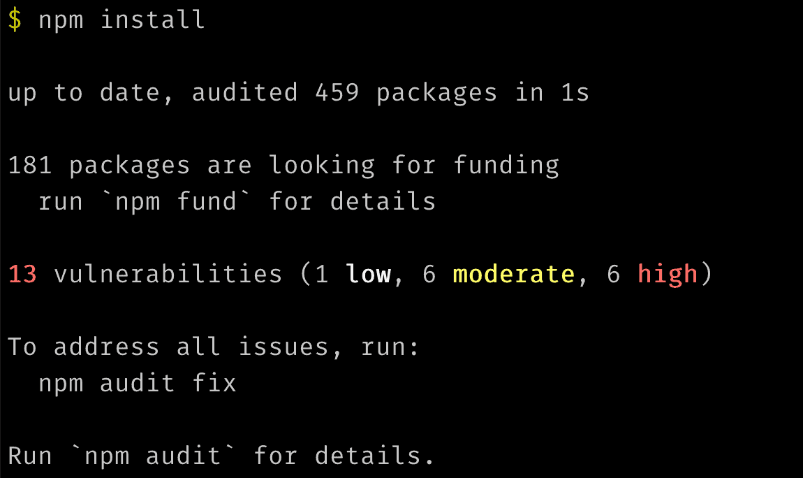 npm installでvulnerabilities(脆弱性)が表示されたら、すぐに直すべき