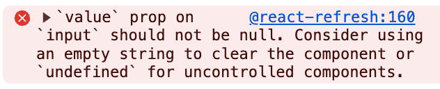Reactでvalueにnullが入っている