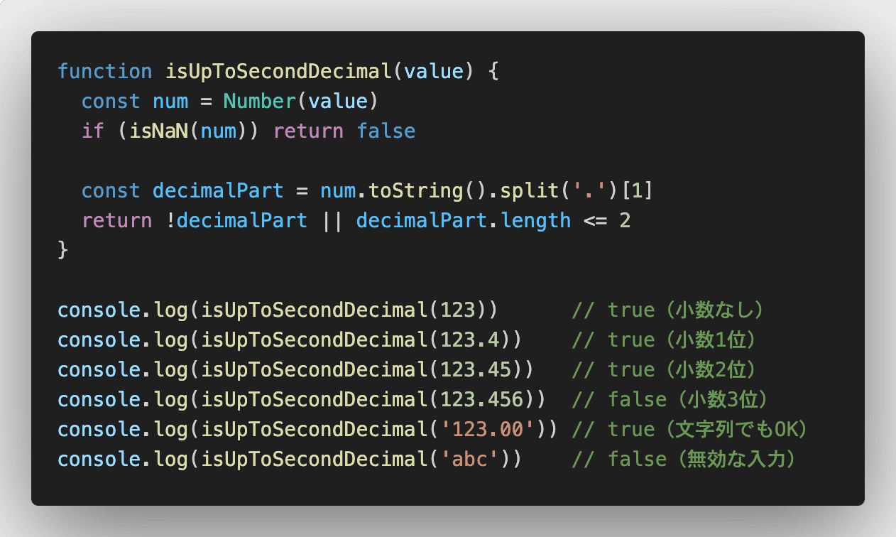 JavaScriptで文字列の小数点の桁のチェック後はparseFloatも必要