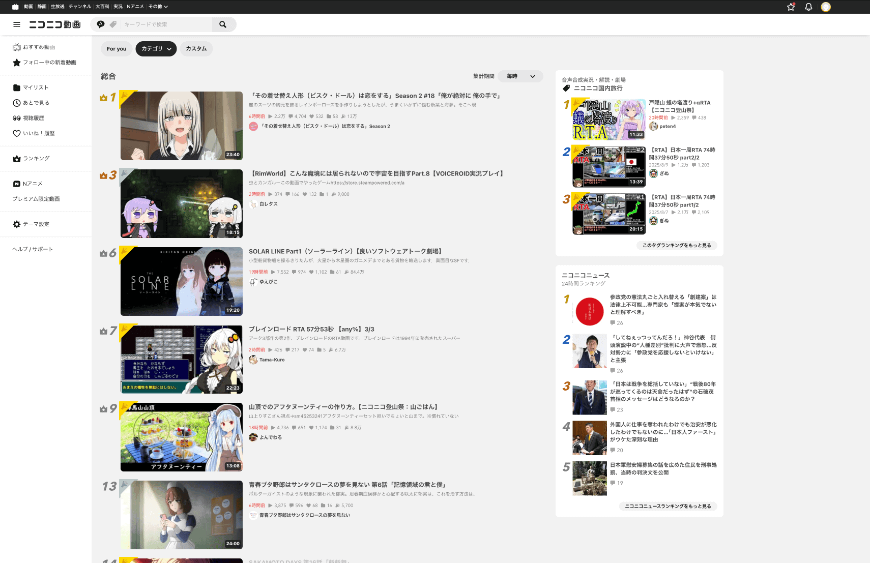 ニコニコ動画の非表示投稿者を消すStylusのCSSコード