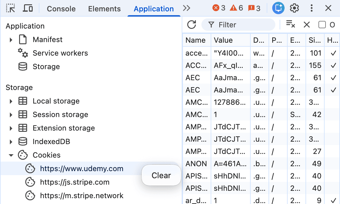手順2 udemy.comのCookieを削除する