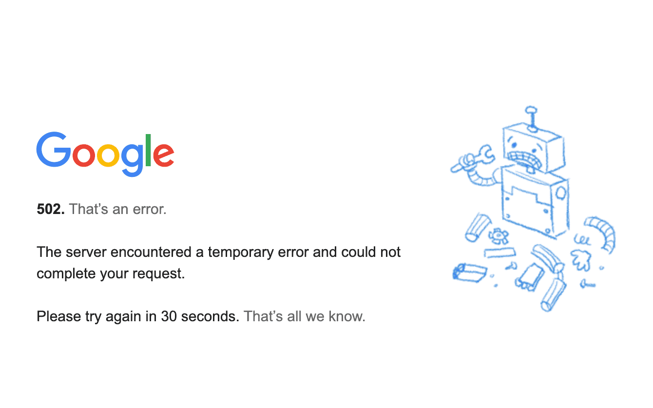 Google Keepが502エラーで使用不可になった問題と対処方法