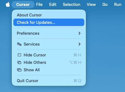 Cursorを最新版にアップデート