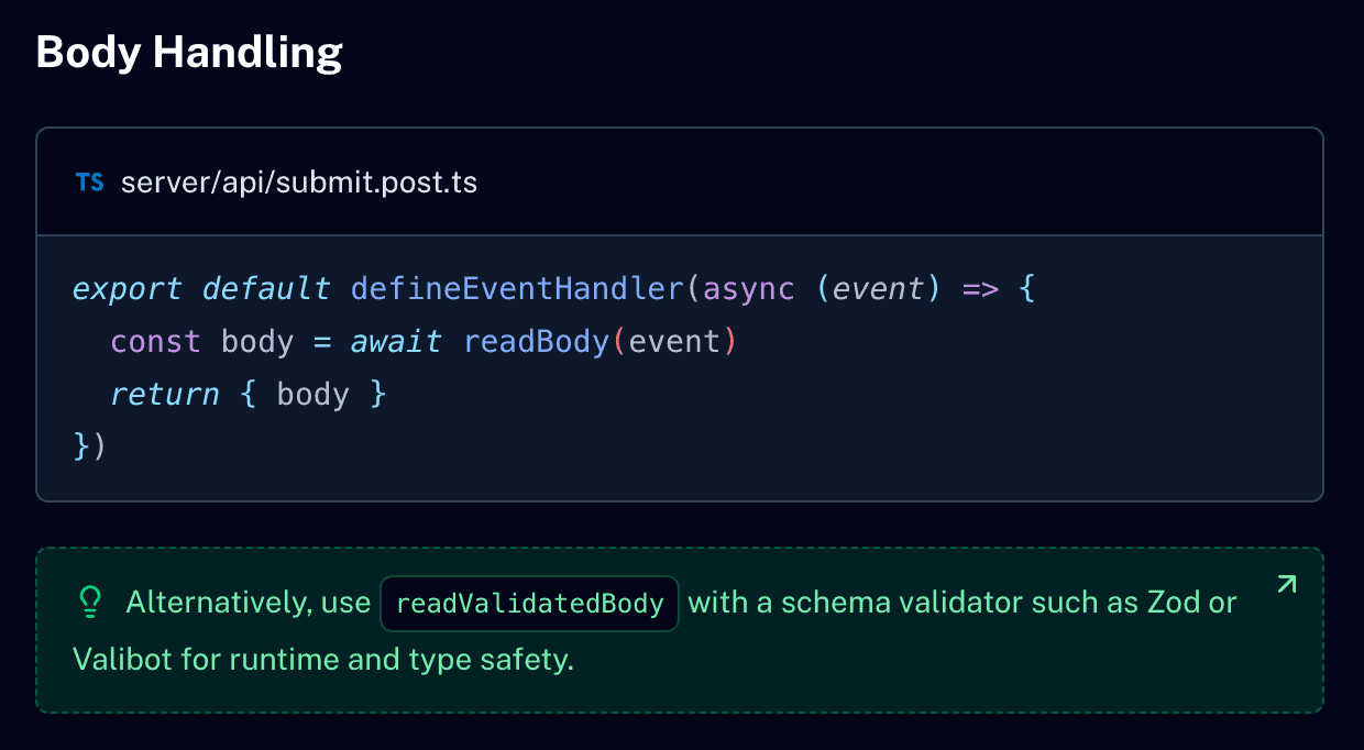 Nuxt公式はreadBodyよりreadValidatedBodyを推奨している